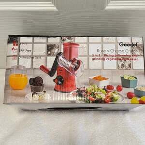 Geedel Rotary Cheese Grater, Kitchen Mandoline, Vegetable Slicer, 3 blades